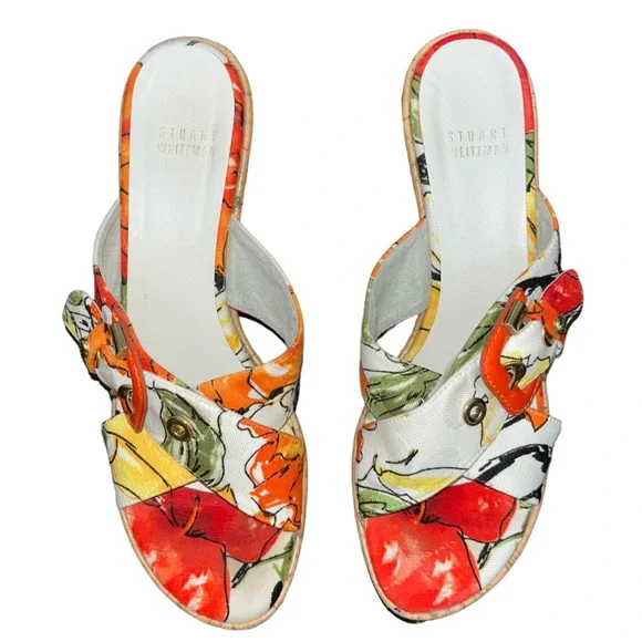 Stuart Weitzman Floral Cork Wedge Mules (6.5) - Picture 2 of 6